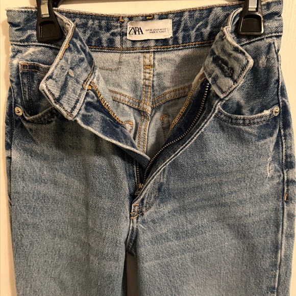 Zara Light Blue Distressed Wide Leg Jeans - Picture 6 of 6